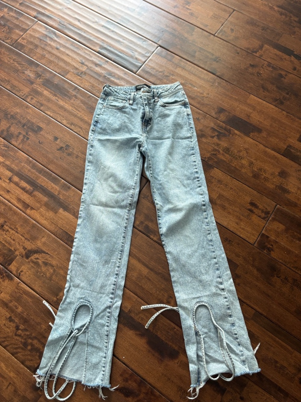 Fashion Nova Light Blue High-Rise Tie-Hem Jeans - Picture 6 of 6